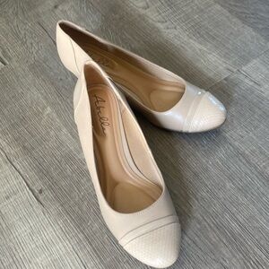 Cream wedge slip ons